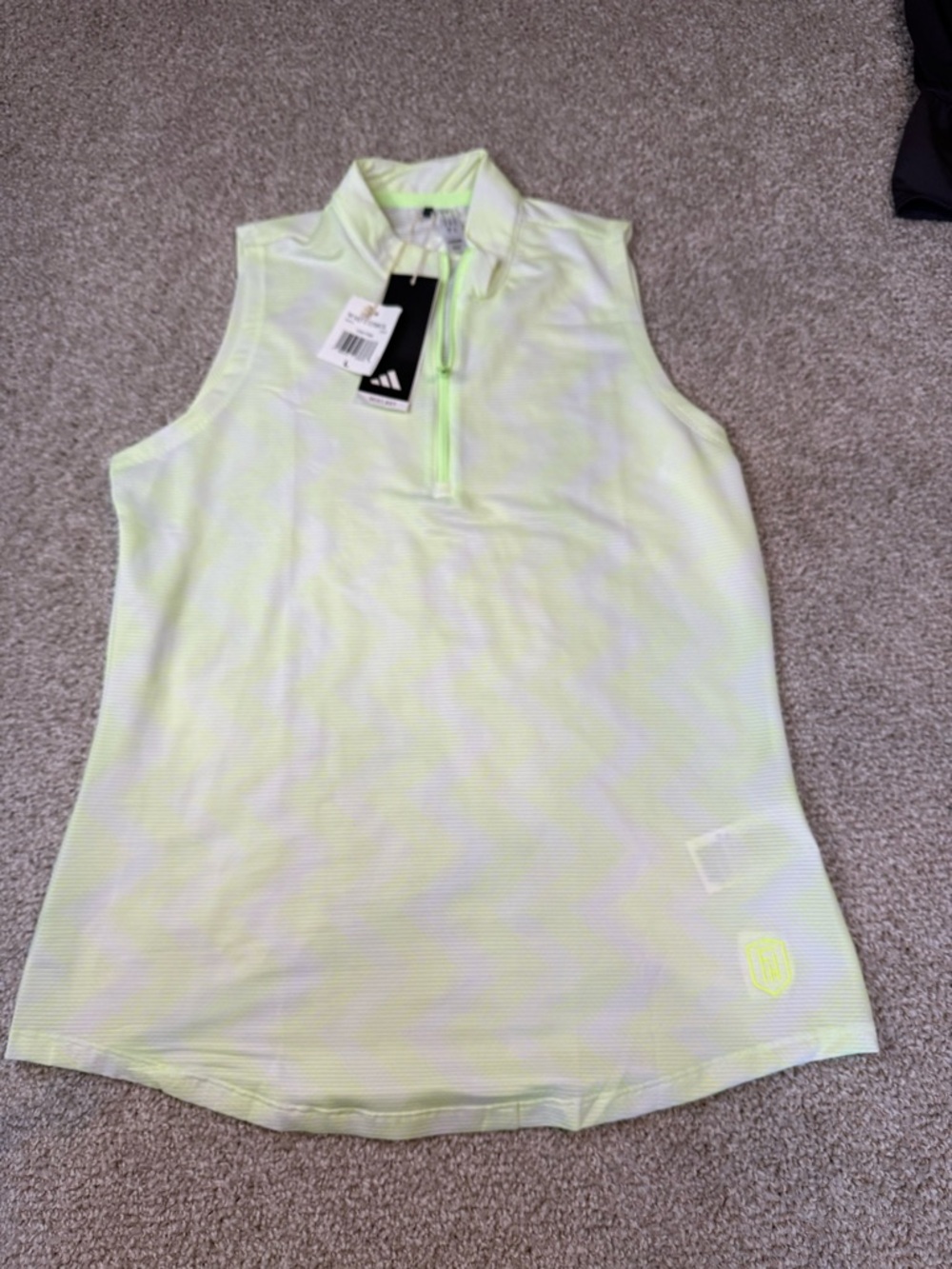 Adidas Womens Sleeveless Golf Polo - Neon Yellow- FUN design- NWT- size Large